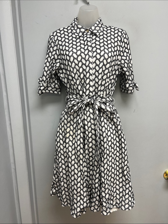 Calvin Klein Dresses & Skirts - Calvin Klein Eyelet Shirt Dress Size 10 Black & White Belted Cotton Dress